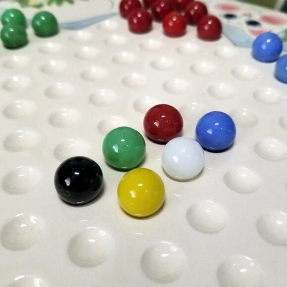 Rare Ceramic Chinese Checkers Cat And Butterfly Board And Marbles Complete Set - Picture 9 of 13